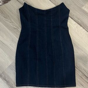 Elegant Dark Blue Denim Dress